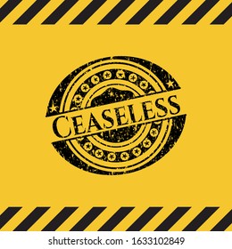 Ceaseless inside warning sign, black grunge emblem. Vector Illustration. Detailed.