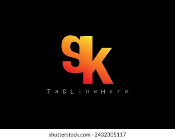 Ceative Alphabet letters Initials monogram logo  SK