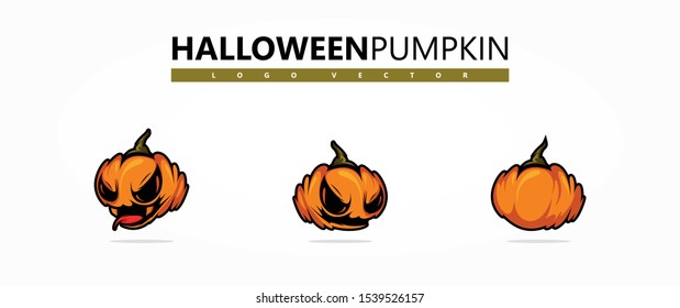 Ceative Helloween pumpkin vector design isolated on gradient white-grey background. Trick or treat, Halloween 31th October event.