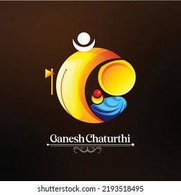 Ilustración creativa y simbólica de LORD GANESHA con los deseos de Happy Ganesh Chaturthi.