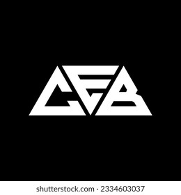 CEB triangle letter logo design with triangle shape. CEB triangle logo design monogram. CEB triangle vector logo template with red color. CEB triangular logo Simple, Elegant, and Luxurious design.