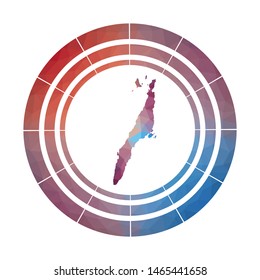 Cebu badge. Bright gradient logo of island in low poly style. Multicolored Cebu rounded sign with map in geometric style for your infographics.