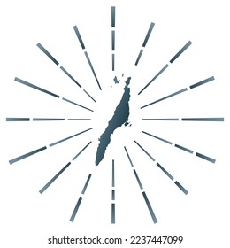 Cebu gradiented sunburst. Map of the island with colorful star rays. Cebu illustration in digital, technology, internet, network style. Vector illustration.