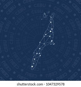 Cebu network style island map. Lovely space style, modern design for infographics or presentation.