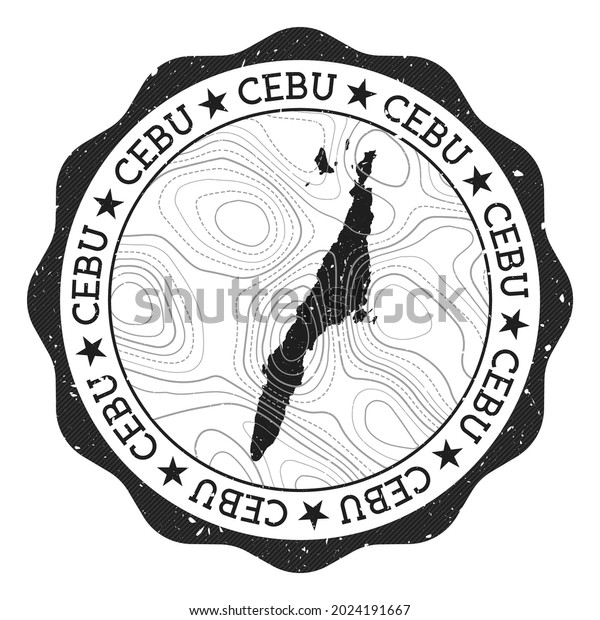 Cebu Outdoor Stamp Round Sticker Map Stock Vector (Royalty Free ...