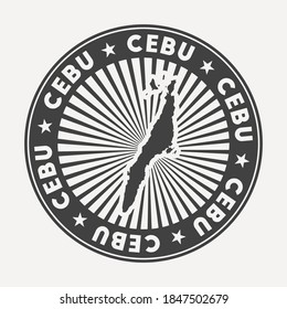 Cebu round logo. Vintage travel badge with the circular name and map of island, vector illustration. Can be used as insignia, logotype, label, sticker or badge of the Cebu.