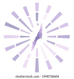 Cebu-Sonnenbrand. Low-Poly-Streifen Rochen und Karte der Insel. Künstlerische Vektorgrafik.
