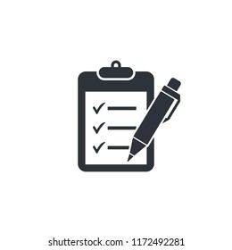 ceck list note icon, pen icon