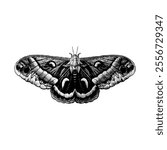 Cecropia Moth hand drawing vector isolated on white background.