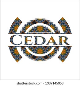 Cedar arabesque badge. arabic decoration.
