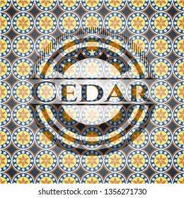 Cedar arabic emblem. Arabesque decoration.