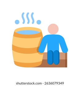 Cedar Barrel Icon Flat Vector Illustration