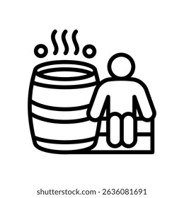 Cedar Barrel Icon Line Vector Illustration