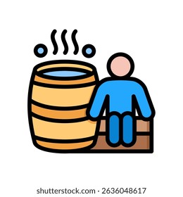 Cedar Barrel Icon Lineal Color Vector Illustration