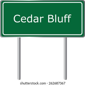 Cedar Bluff, Alabama, road sign green vector illustration, road table, USA city