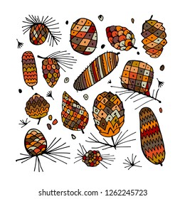 Cedar cone background, sketch for your design