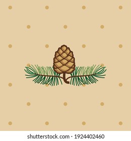 A cedar cone on a branch with needles.