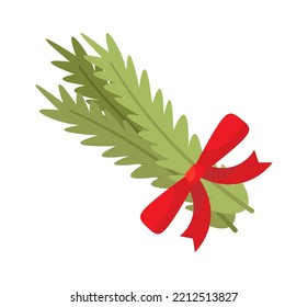 Cedar fragrant foliage for decor flat icon Christmas decorations