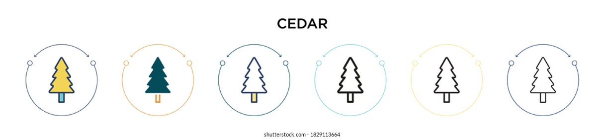 Cedar icon in filled, thin line, outline and stroke style. Vector illustration of two colored and black cedar vector icons designs can be used for mobile, ui, web