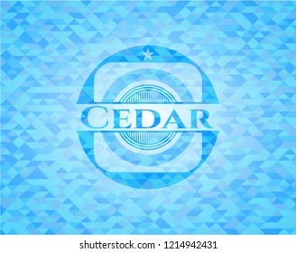 Cedar light blue emblem with mosaic background