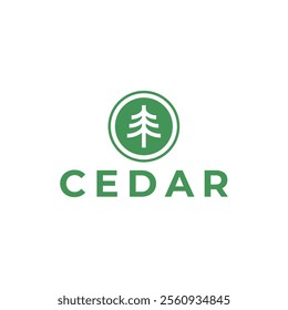 Cedar pine tree logo nature organic environment icon symbol illustration