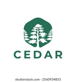 Cedar pine tree logo nature organic environment icon symbol illustration