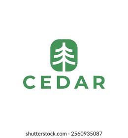 Cedar pine tree logo nature organic environment icon symbol illustration