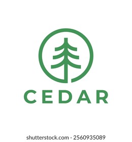 Cedar pine tree logo nature organic environment icon symbol illustration