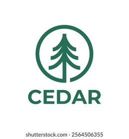 Cedar pine tree logo nature organic environment icon symbol illustration