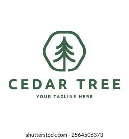 Cedar pine tree logo nature organic environment icon symbol illustration
