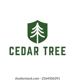 Cedar pine tree logo nature organic environment icon symbol illustration