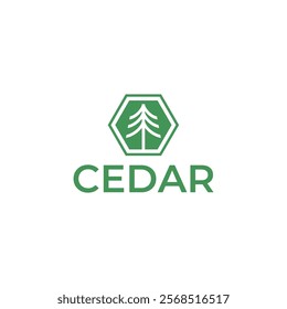 Cedar pine tree logo nature organic environment icon symbol illustration