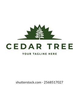 Cedar pine tree logo nature organic environment icon symbol illustration
