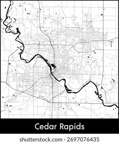 Cedar Rapids city map, United States - Topographic vector map poster