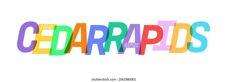 CEDAR RAPIDS. The name of the city on a white background. Vector design template for poster, postcard, banner. Vector illustration.