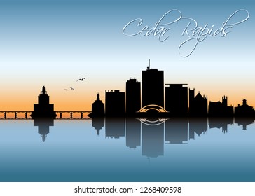 Cedar Rapids skyline - Iowa - United States of America, USA - vector illustration