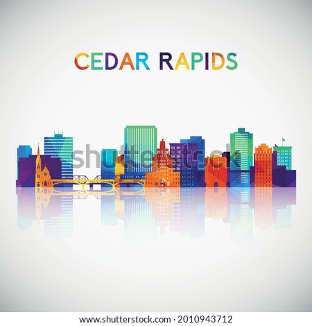 Cedar Rapids skyline silhouette in colorful geometric style. Symbol for your design. Vector illustration.