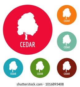Cedar tree icons circle set vector isolated on white background