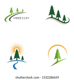 Cedar tree Logo template illustration design