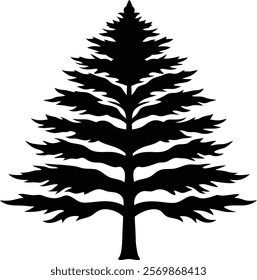 Cedar tree silhouette isolated on white background. Cedar tree sign vector illustration design