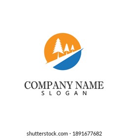 Cedar tree vector icon illustration design template