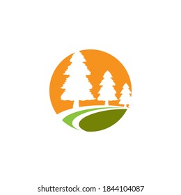 Cedar trees vector icon illustration design template