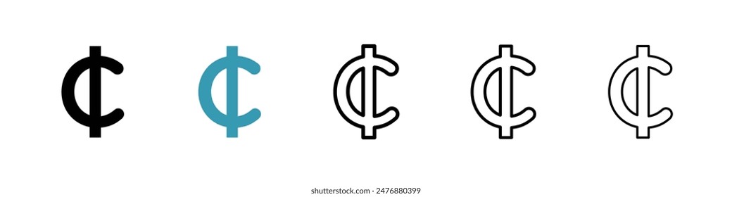 Cedi black sign vector collection