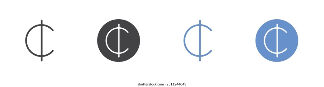 Cedi icon Flat set in black and white color