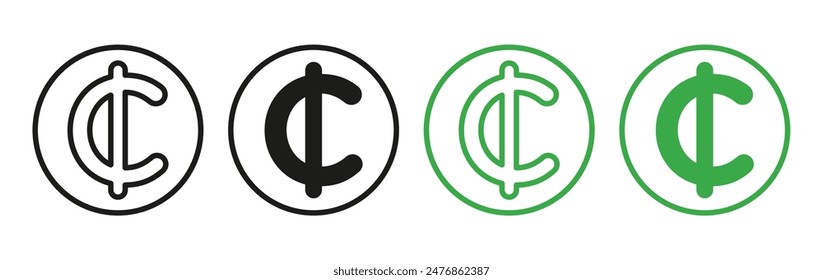 Cedi line vector sign set.