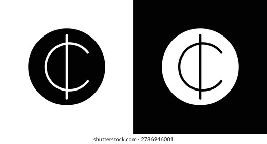 Cedi sign flat stock illustrations set