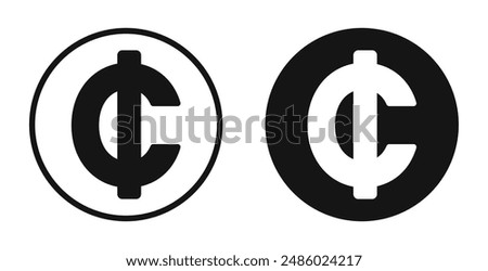 Cedi sign symbol in black and white colors