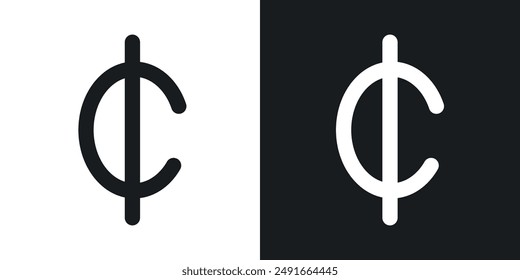 Cedi vector sign set in black and blue colors