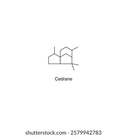 Cedrane skeletal structure.Sesquiterpene compound schematic illustration. Simple diagram, chemical structure.