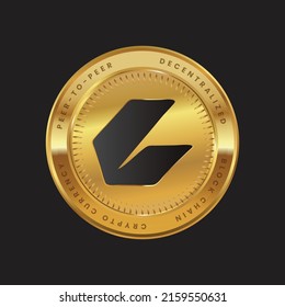 Ceek VR (CEEK) crypto currency token logo on gold coin black themed design. vector illustration for cryptocurrency symbols, icons, banner, poster, financial projects.